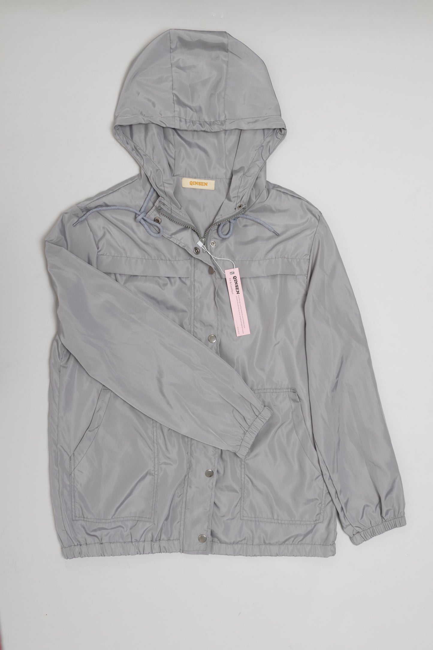 QINSEN Waterproof Jacket for Women Lightweight Hooded with Pockets