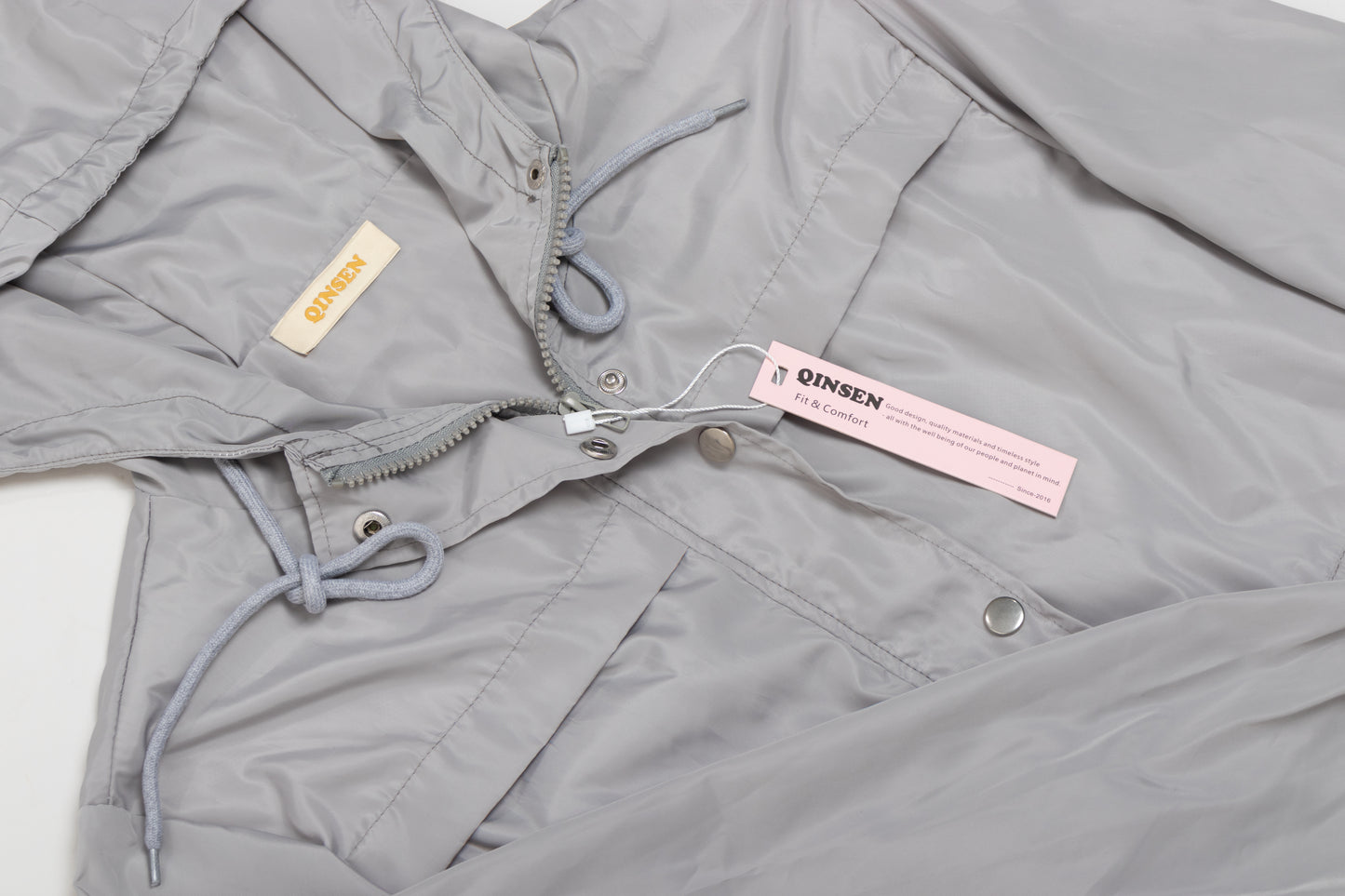 QINSEN Waterproof Jacket for Women Lightweight Hooded with Pockets