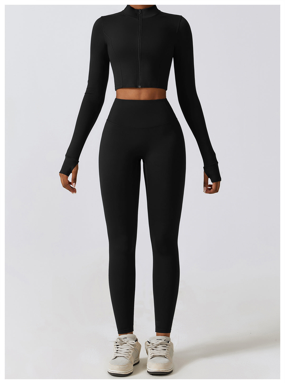 QINSEN Waterproof Zip Up Jacket & High Waist Pants for Women