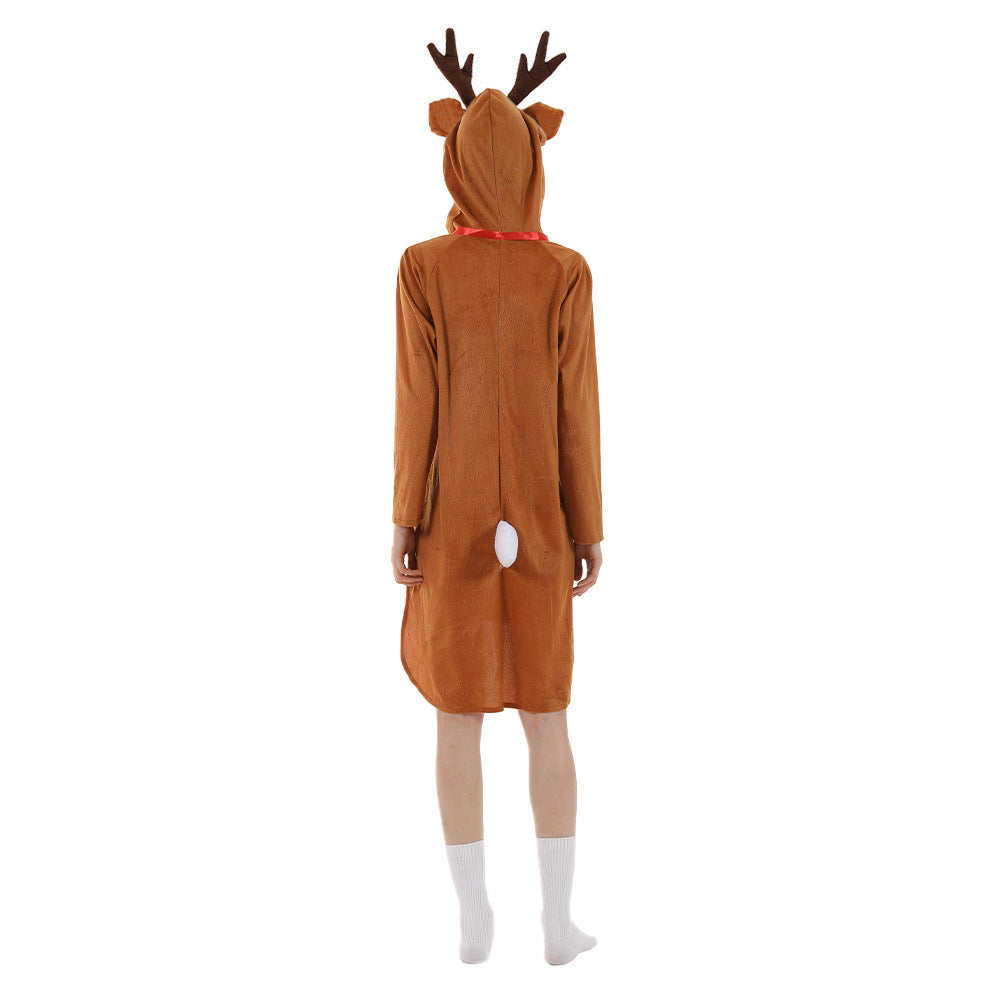 QINSEN Reindeer Costume Deer Onesie for Adult Women