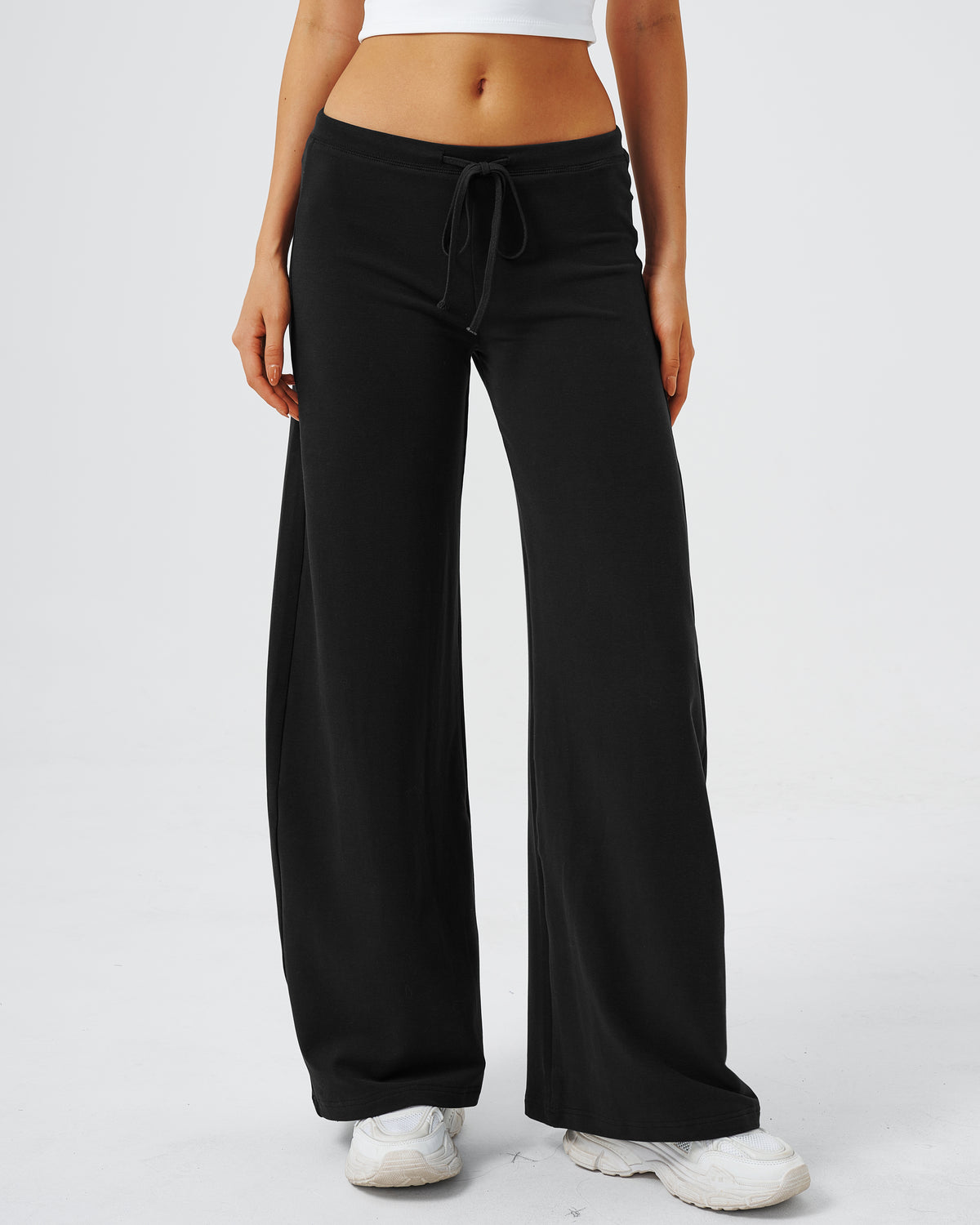 QINSEN Women's Low Rise Wide Leg Pants Lightweight Stretch Lounge Pants
