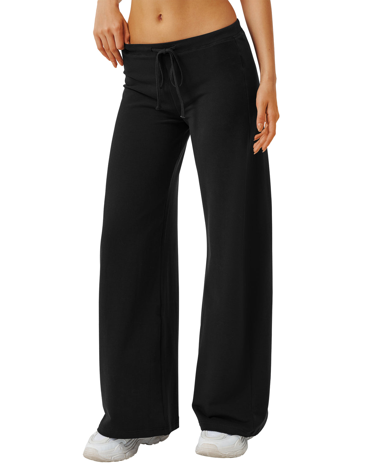 QINSEN Women's Low Rise Wide Leg Pants Lightweight Stretch Lounge Pants
