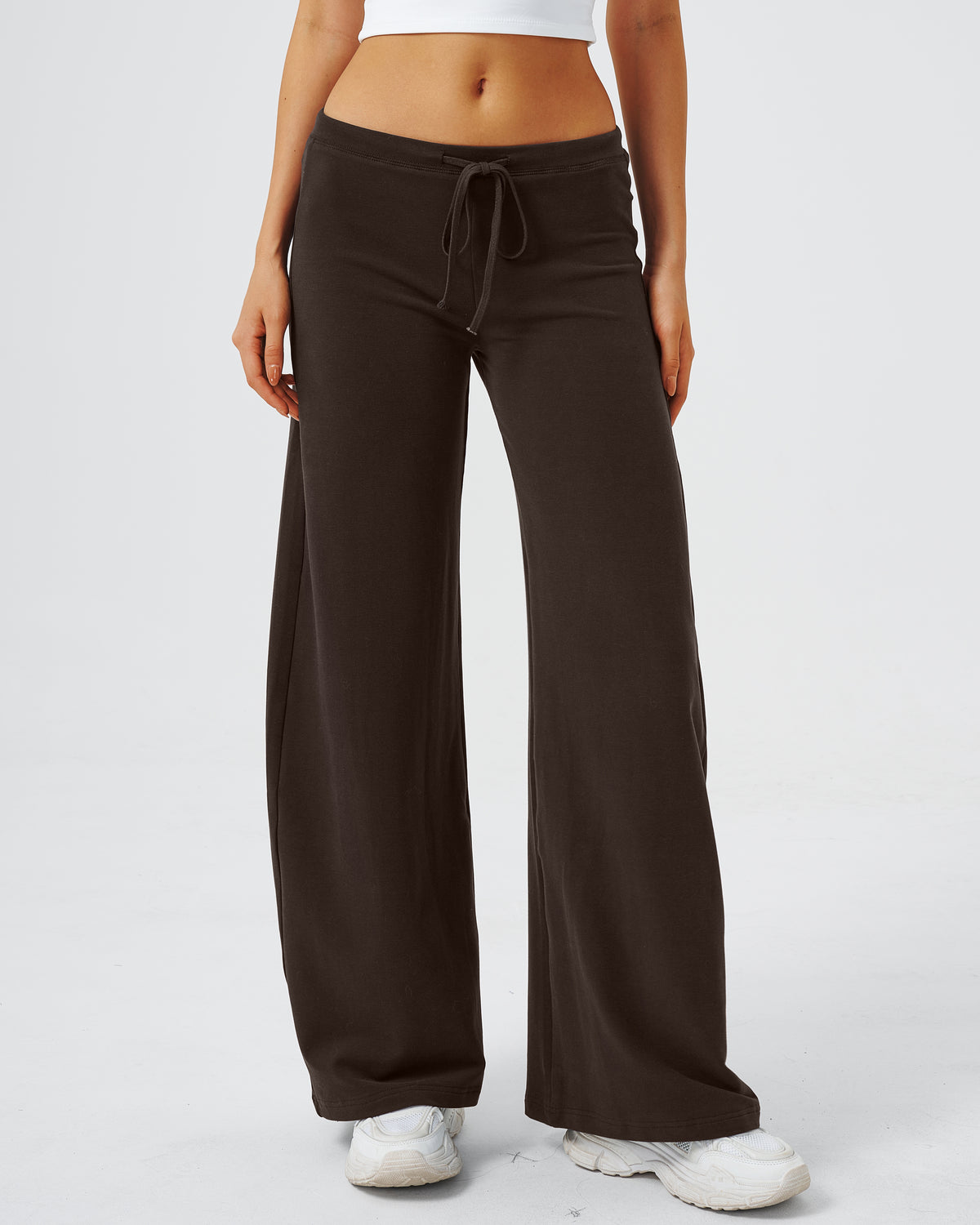 QINSEN Women's Low Rise Wide Leg Pants Lightweight Stretch Lounge Pants