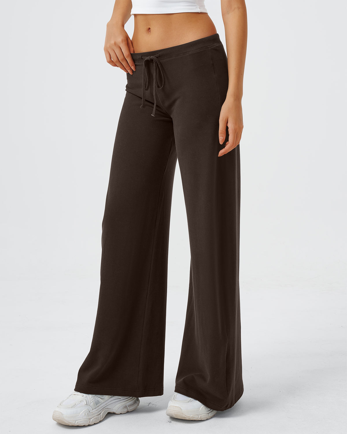 QINSEN Women's Low Rise Wide Leg Pants Lightweight Stretch Lounge Pants