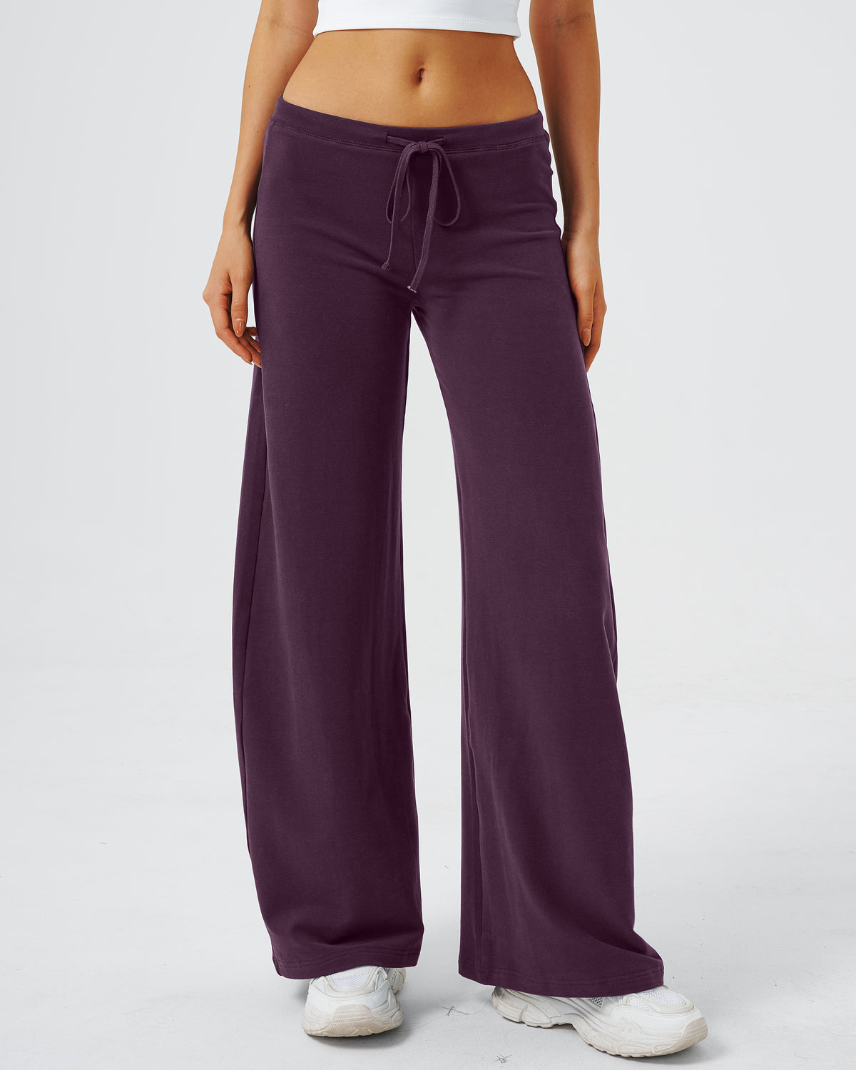 QINSEN Women's Low Rise Wide Leg Pants Lightweight Stretch Lounge Pants
