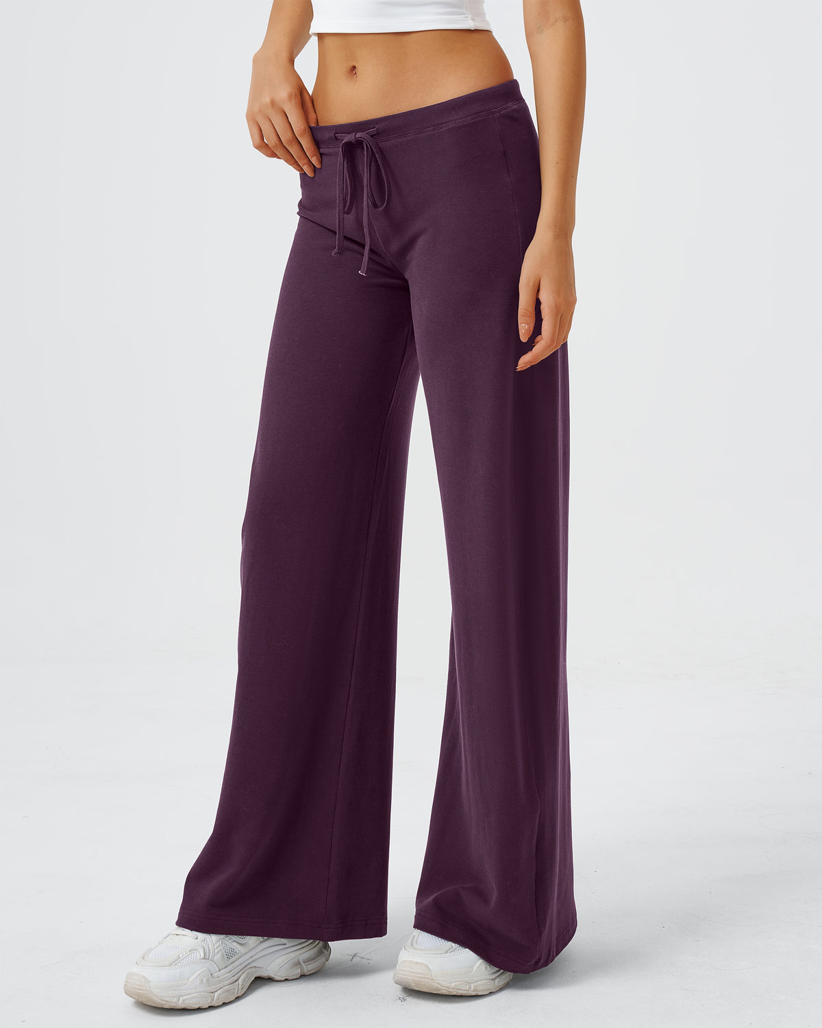 QINSEN Women's Low Rise Wide Leg Pants Lightweight Stretch Lounge Pants