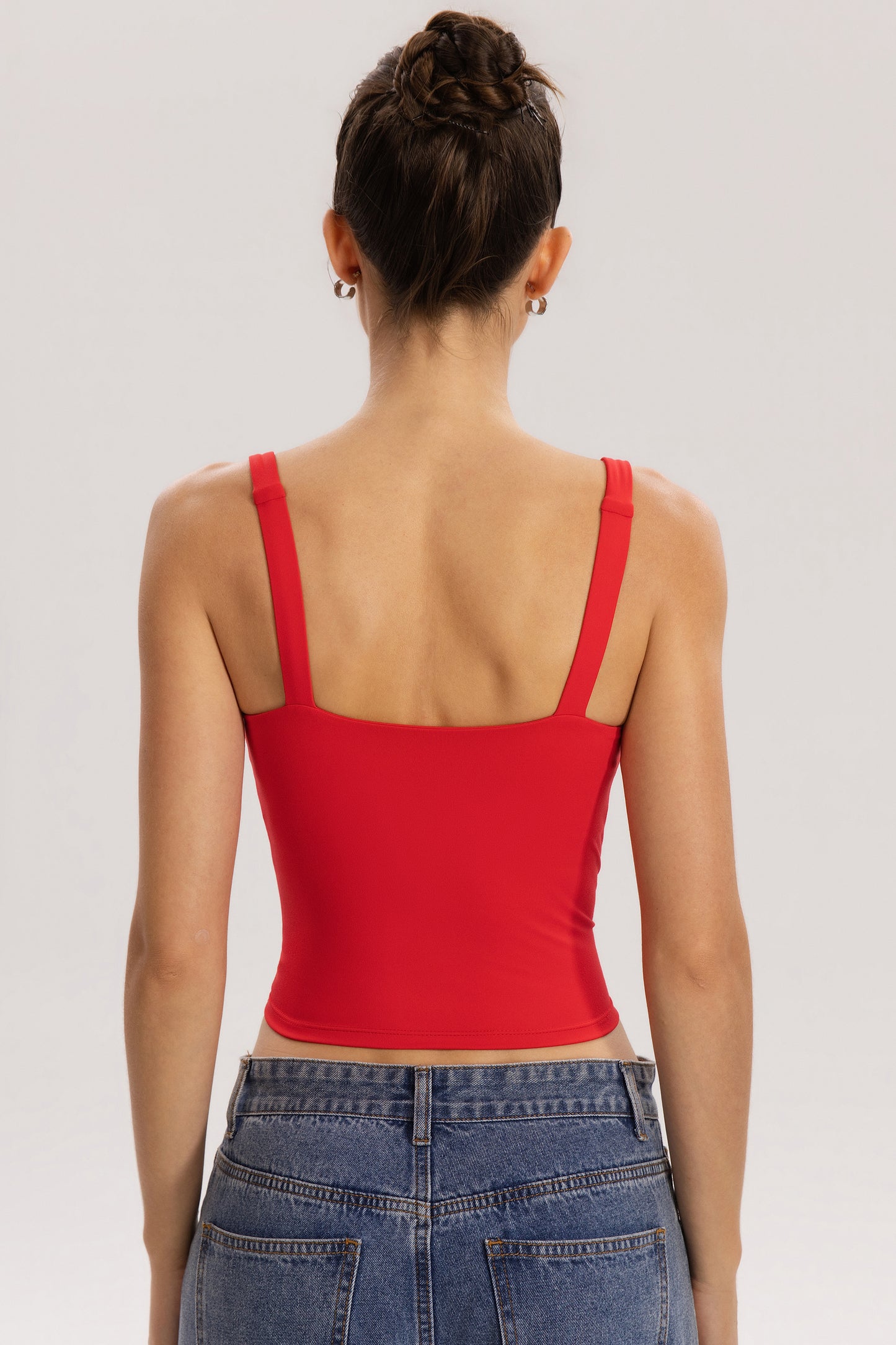 QINSEN Womens Tank Tops with Built in Bras Square Neck Double Lined Basic Sleeveless Workout Tops