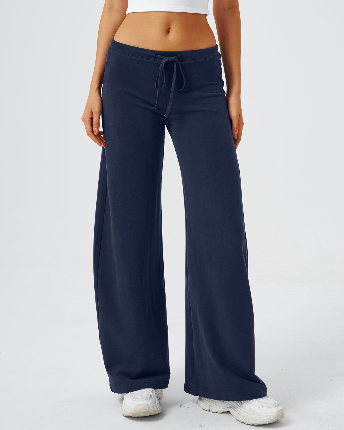 QINSEN Women's Low Rise Wide Leg Pants Lightweight Stretch Lounge Pants