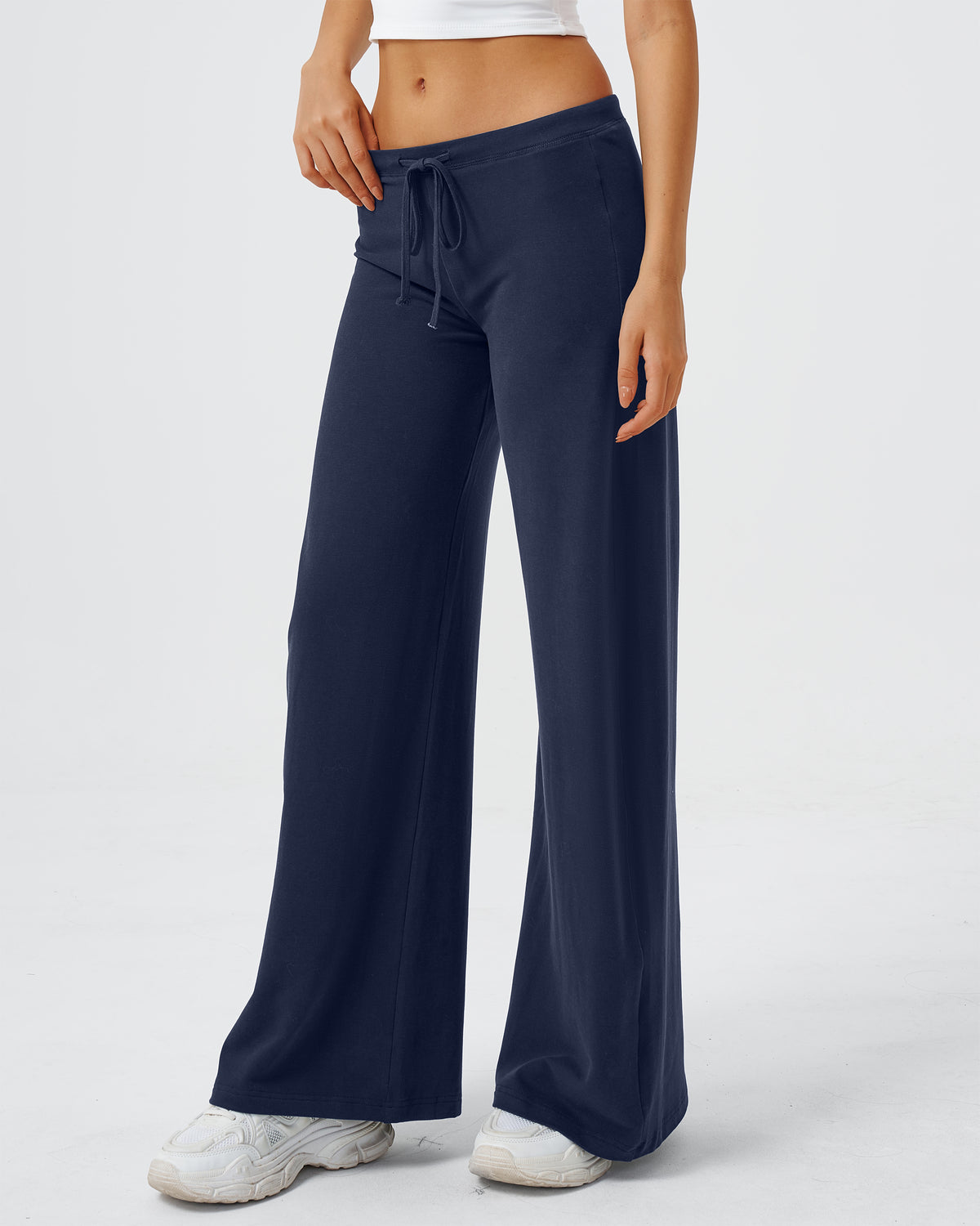 QINSEN Women's Low Rise Wide Leg Pants Lightweight Stretch Lounge Pants